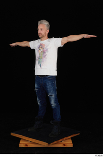  Lutro blue jeans casual dressed standing t poses white t shirt whole body 0003.jpg